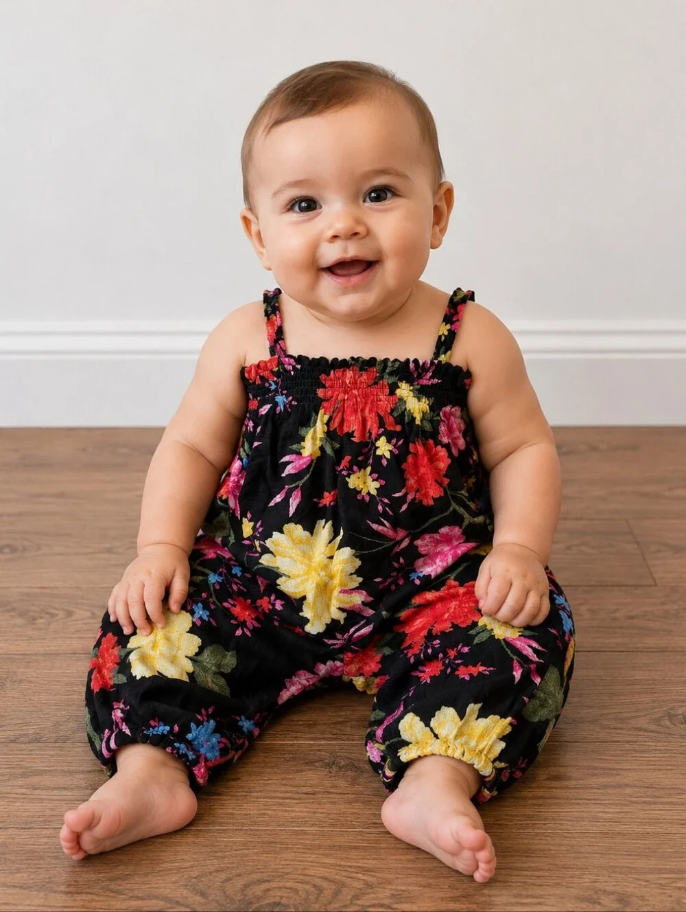 3-6 Old Navy Black Floral Jumpsuit